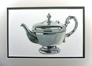 watercolour lesson, painting metal, teapot