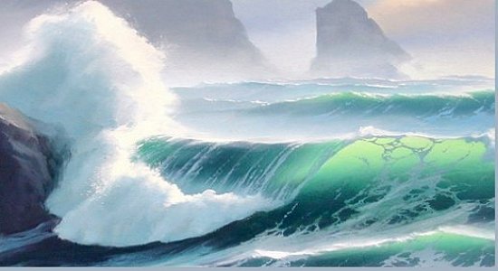 ocean watercolor. How to paint a breaking ocean