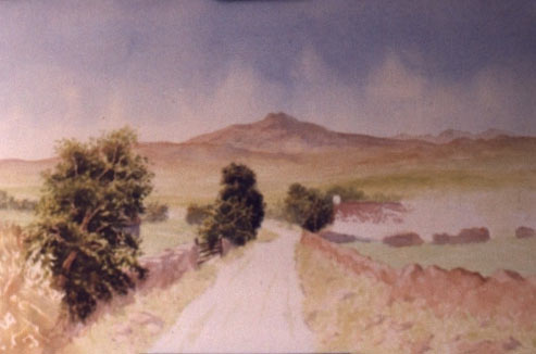 watercolour landscape painting, ireland