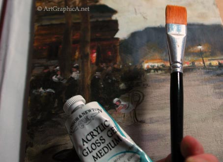 varnishing a gouache painting