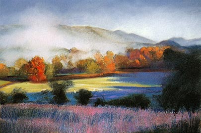 pastel pintura de paisagem