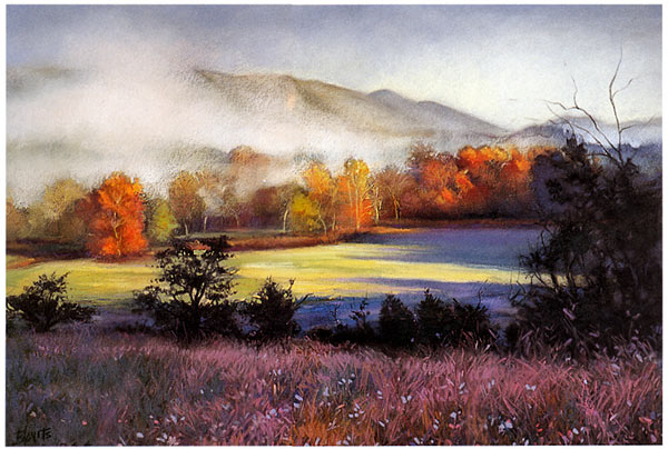 pastel pintura de paisagem