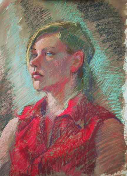 watercolor and pastel, portrait demo