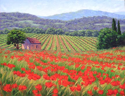 jennifer young, poppy landscape, oil painting demonstration