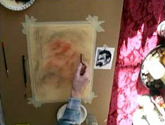 drawing portrait, art lesson marking out the guidelines for the portrait