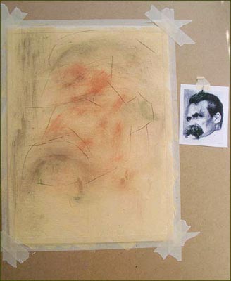 charcoal portrait sketching a face, Friedrich Nietzsche art