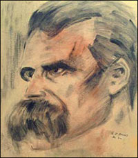 free art lesson, portrait drawing, charcoal sketch drawing, friedrich nietzsche