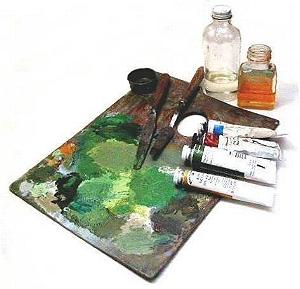 oil painting palette and mediums