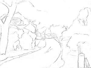 rural landscape, initial drawing