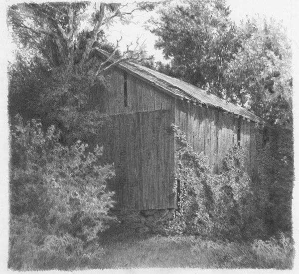 realistic barn drawing, free drawing lesson