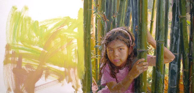 painting portraits, alla prima mineral spirits, bamboo, oil painting