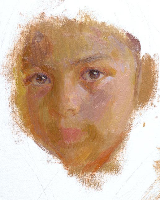 starting the portrait in oils