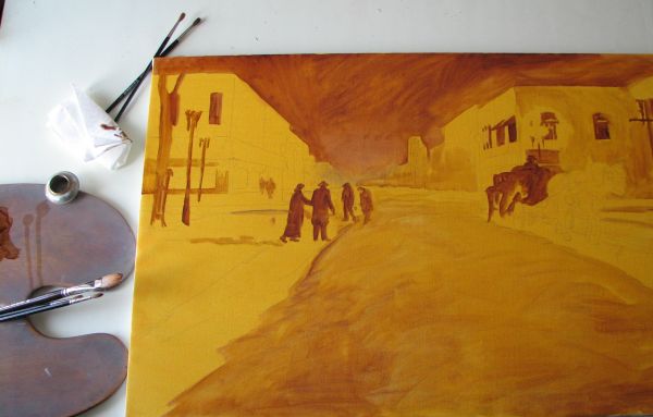 underpainting, aula de pintura a óleo