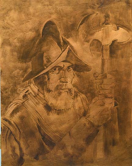 burnt umber underpainting, old master technique, old conquistador, philip howe