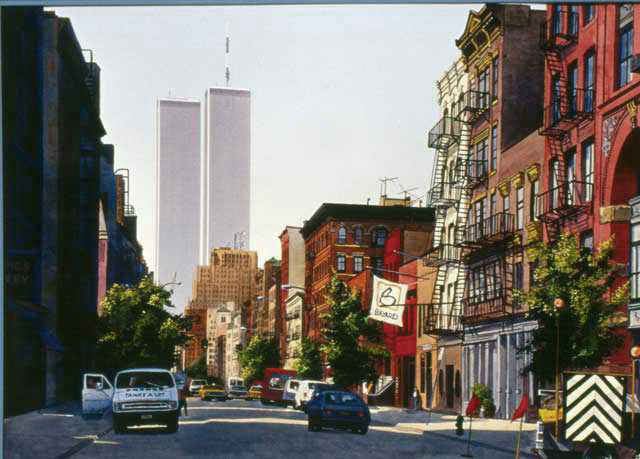 ny twin towers, 1982, watercolour painting, free art tutorial