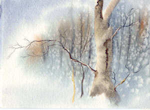 christmas card design, winter tree