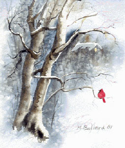 snow scene, christmas card