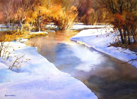 Watercolors Of Trees. watercolor snow scene, utah