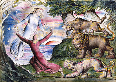 Dante running from the Three Beasts art